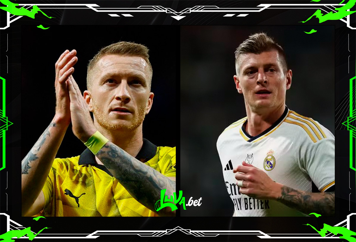 Jogadores de Borussia Dortmund x Real Madrid em quadro personalizado do Blog do Luva.Bet