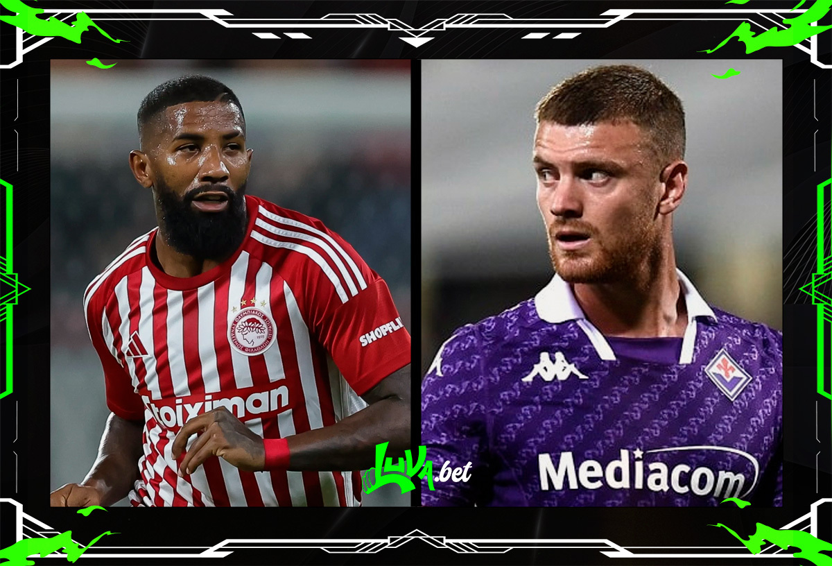 Jogadores de Olympiacos x Fiorentina em quadro personalizado do Blog do Luva.Bet