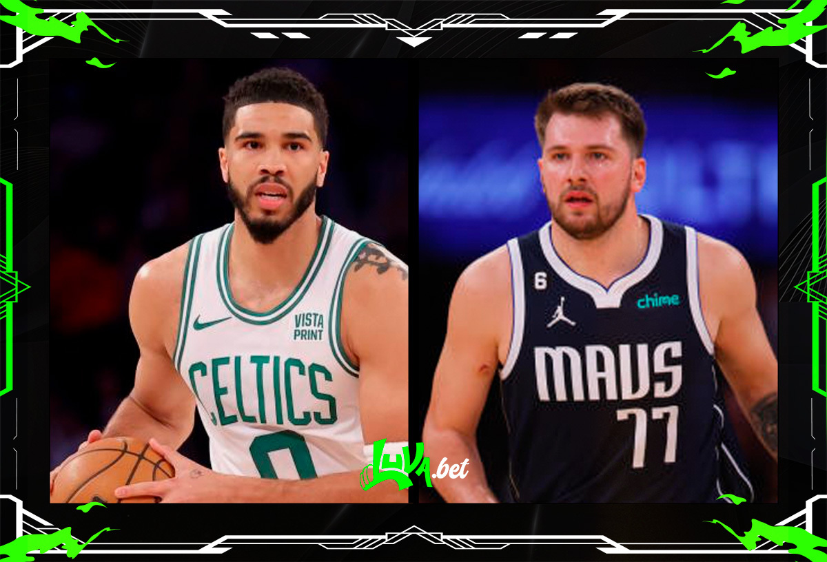 Jogadores de Celtics x Mavericks em quadro personalizado do Blog do Luva.Bet