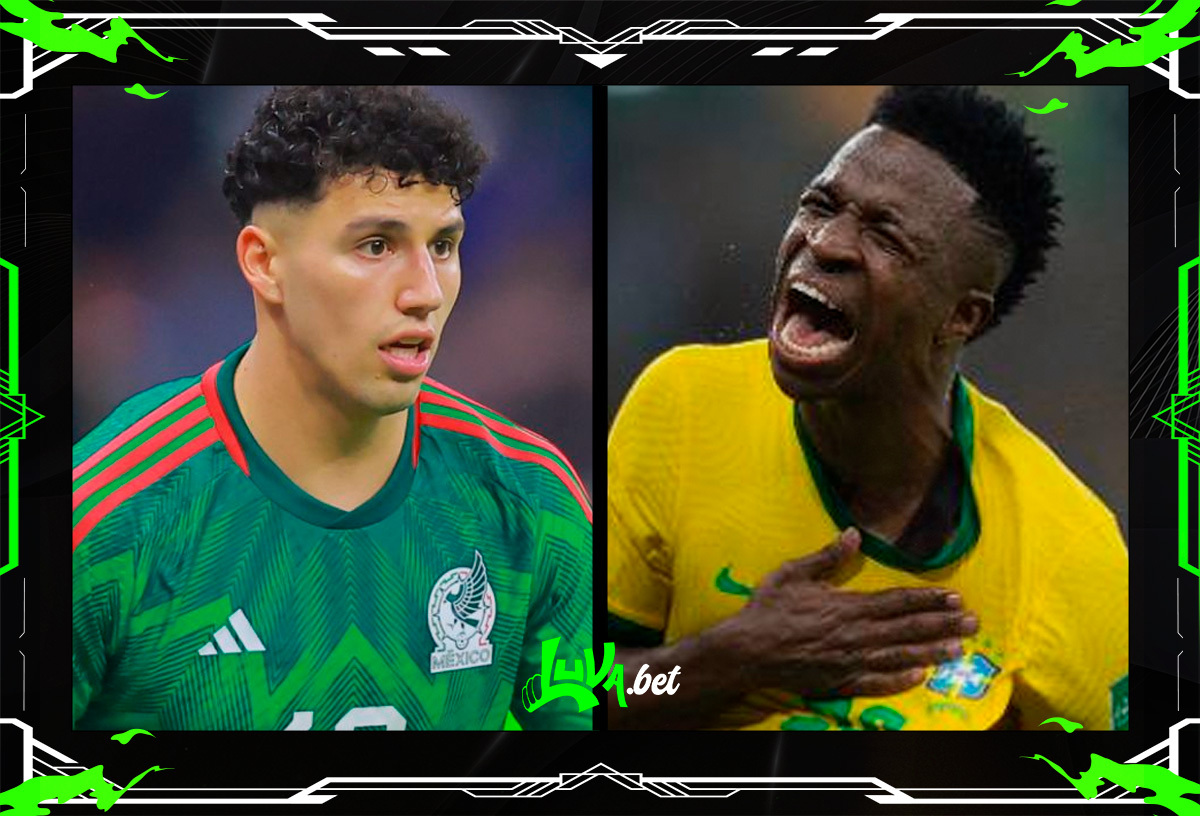 Jogadores de México x Brasil em quadro personalizado do Blog do Luva.Bet