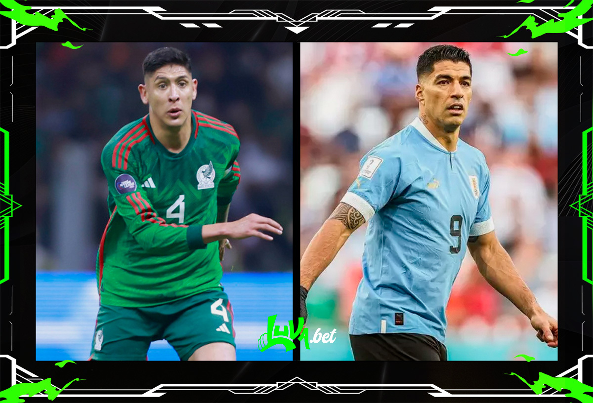 Jogadores de México x Uruguai em quadro personalizado do Blog do Luva.Bet