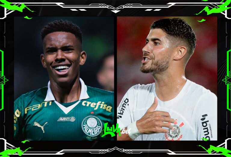 Jogadores de Palmeiras x Corinthians em quadro personalizado do Blog do Luva.Bet