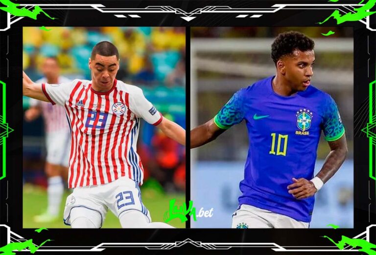 Jogadores de Paraguai x Brasil em quadro personalizado do Blog do Luva.Bet