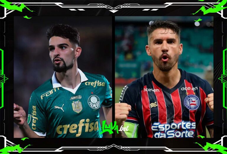 Jogadores de Palmeiras x Bahia em quadro personalizado do Blog do Luva.Bet