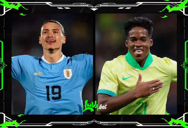 Jogadores de Uruguai x Brasil em quadro personalizado do Blog do Luva.Bet