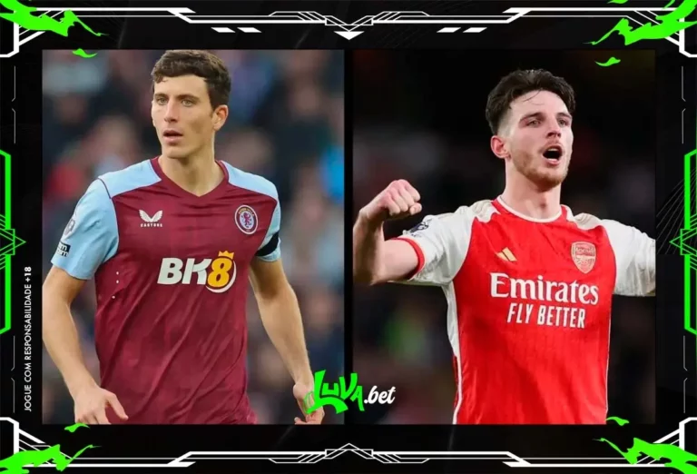 Jogadores de Aston Villa x Arsenal em quadro personalizado do Blog do Luva.Bet