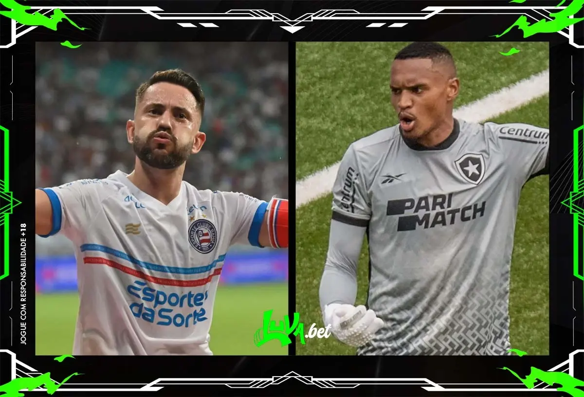 Jogadores de Bahia x Botafogo em quadro personalizado do Blog do Luva.Bet